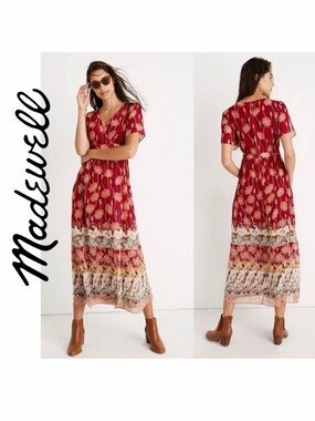 Madewell Maxi Dress Tulip Sleeves in‎ Tall Flower Sz 4 Boho chic Romance Core